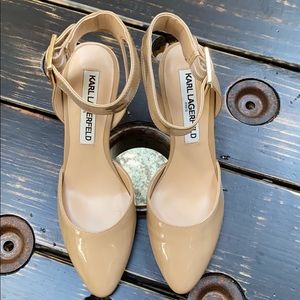 Karl Lagerfeld | Shoes | Karl Lagerfeld Nude Heels With Ankle Strap
